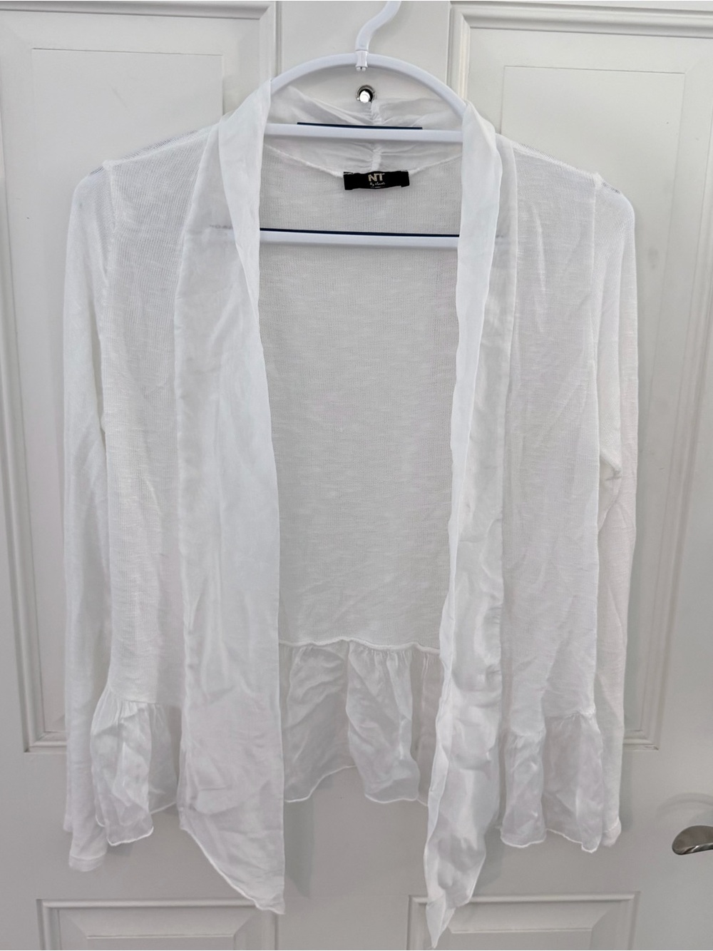 NT by Amati Cardigan XS/S  | White Silk Blend Open Front